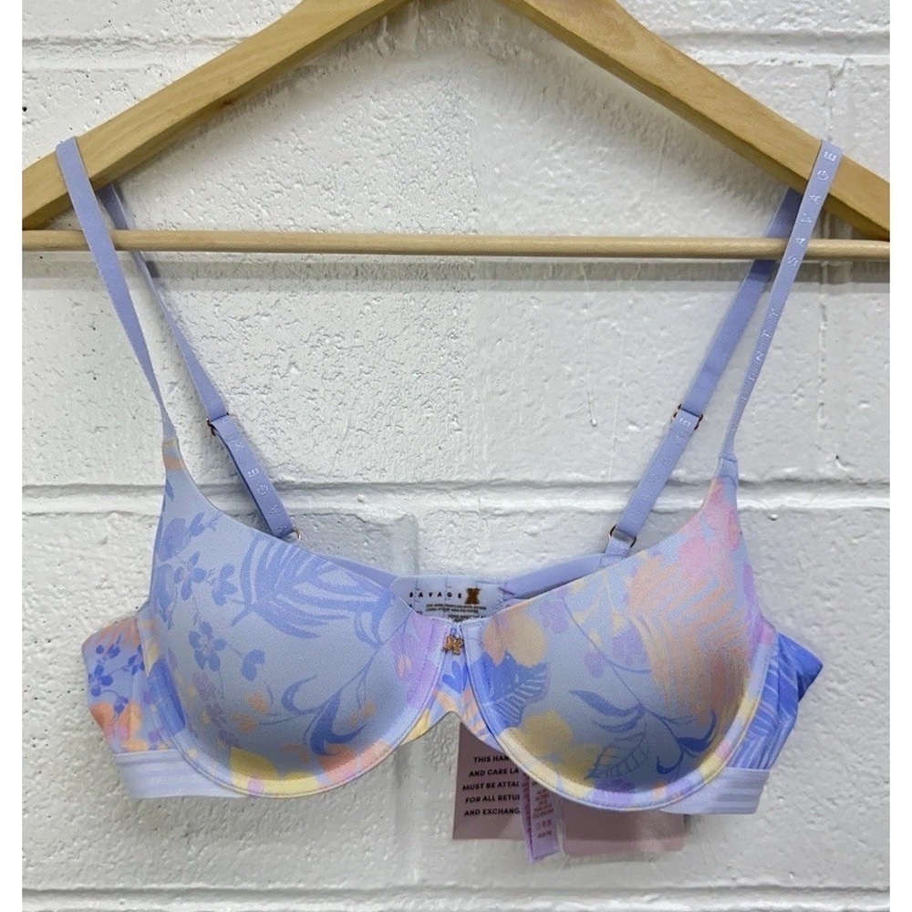 NWT Savage Fenty‎ Tropical Floral Blue Underwire Bra / Size 36A